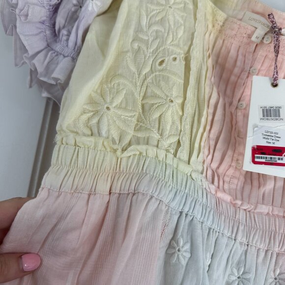 NWT LoveShackFancy Tomasina Mini Dress Tie Dye Multi Embroidered Size Medium - Picture 8 of 11